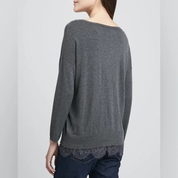 Joie Women’s Hilano Lace-Hem Wool/Cashmere Pullover Sweater in Grey Size XS - Picture 6 of 10